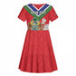 Personalized Gambia Kid Short Sleeve Dress Coat Of Arms - African Pattern