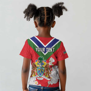 Personalized Gambia Kid T shirt Coat Of Arms - African Pattern