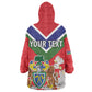 Personalized Gambia Kid Wearable Blanket Hoodie Coat Of Arms - African Pattern