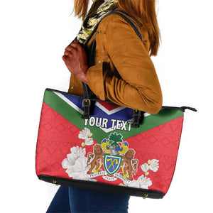 Personalized Gambia Leather Tote Bag Coat Of Arms - African Pattern