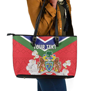 Personalized Gambia Leather Tote Bag Coat Of Arms - African Pattern