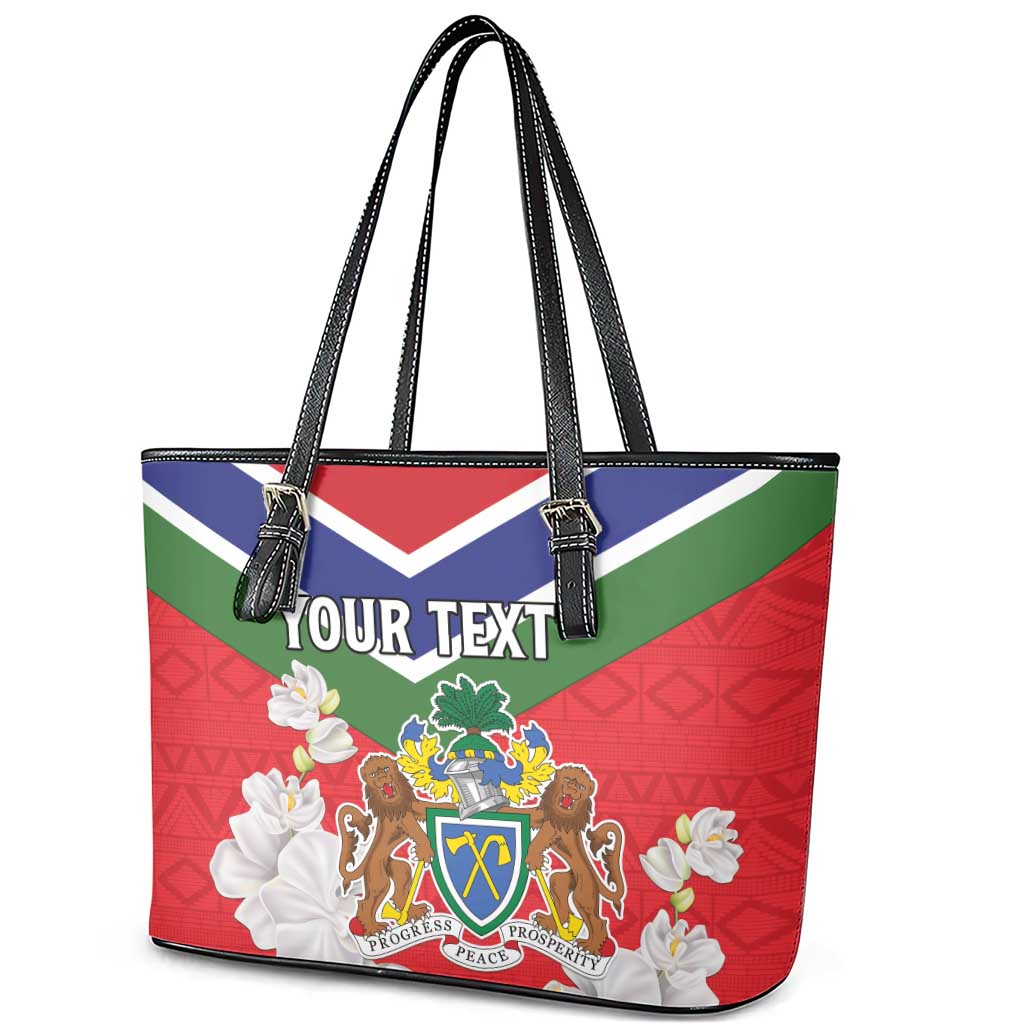 Personalized Gambia Leather Tote Bag Coat Of Arms - African Pattern