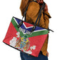 Personalized Gambia Leather Tote Bag Coat Of Arms - African Pattern