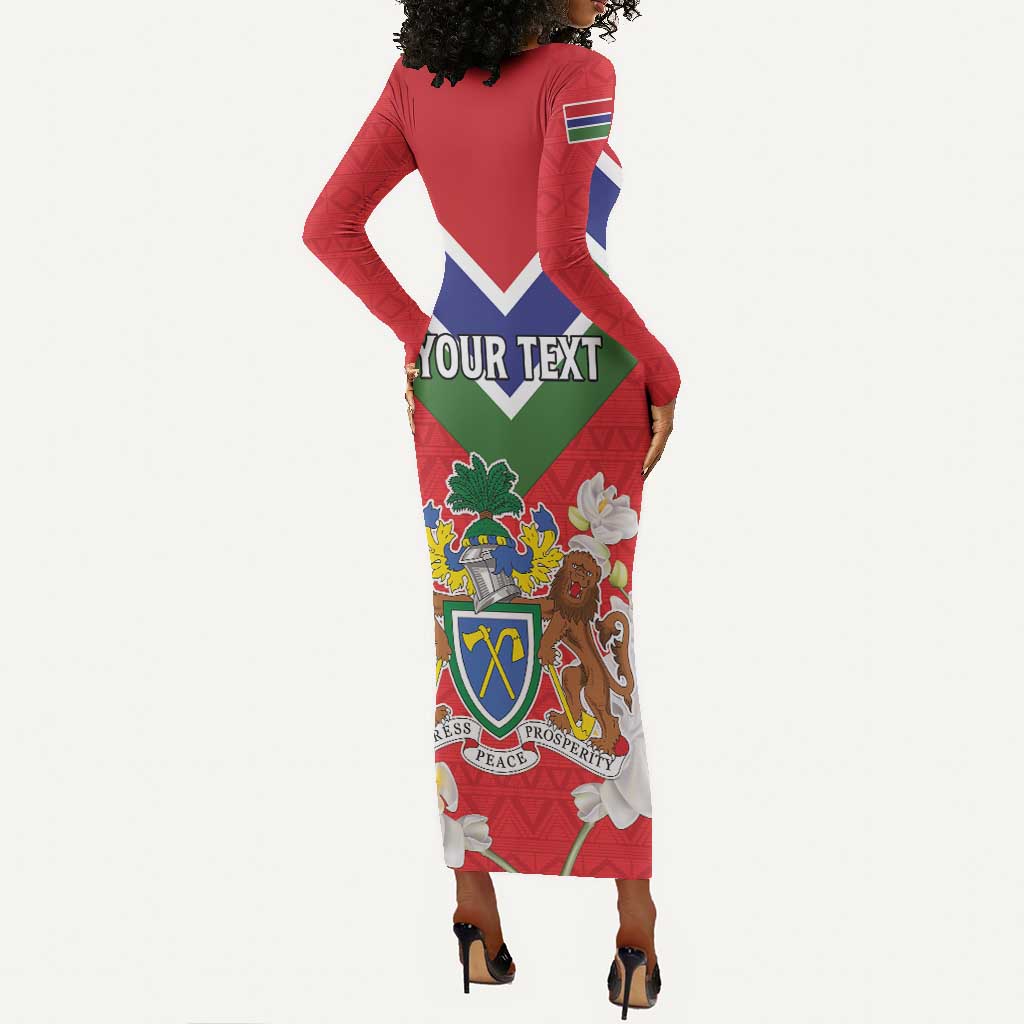 Personalized Gambia Long Sleeve Bodycon Dress Coat Of Arms - African Pattern LT15