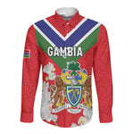 Personalized Gambia Long Sleeve Button Shirt Coat Of Arms - African Pattern