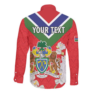 Personalized Gambia Long Sleeve Button Shirt Coat Of Arms - African Pattern