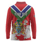 Personalized Gambia Long Sleeve Polo Shirt Coat Of Arms - African Pattern