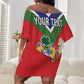 Personalized Gambia Off Shoulder Short Dress Coat Of Arms - African Pattern