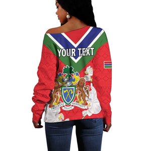 Personalized Gambia Off Shoulder Sweater Coat Of Arms - African Pattern