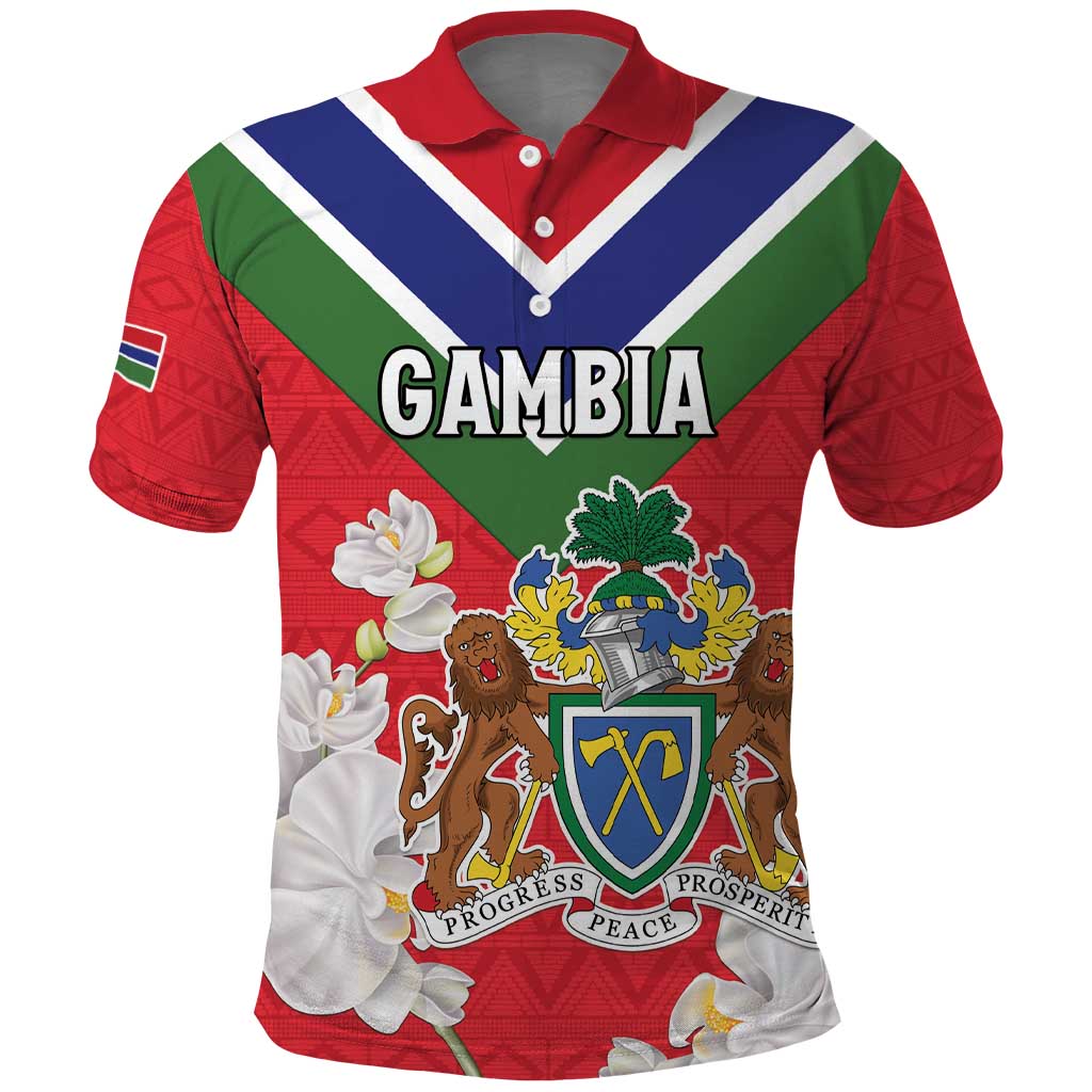 Personalized Gambia Polo Shirt Coat Of Arms - African Pattern