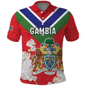 Personalized Gambia Polo Shirt Coat Of Arms - African Pattern