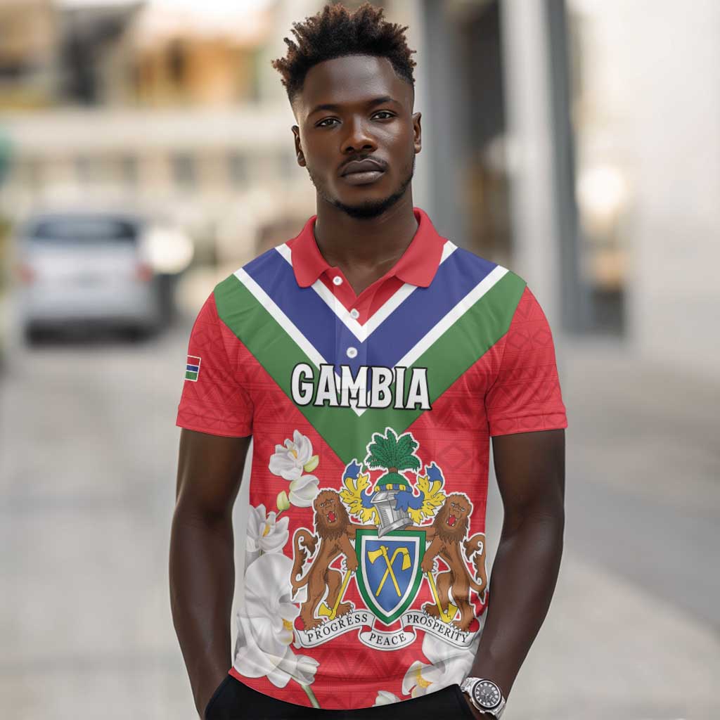 Personalized Gambia Polo Shirt Coat Of Arms - African Pattern