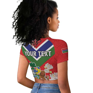Personalized Gambia Raglan Cropped T shirt Coat Of Arms - African Pattern