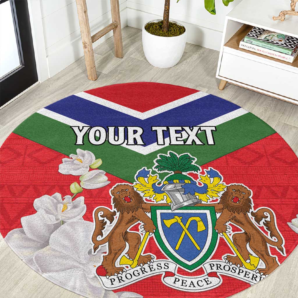 Personalized Gambia Round Carpet Coat Of Arms - African Pattern