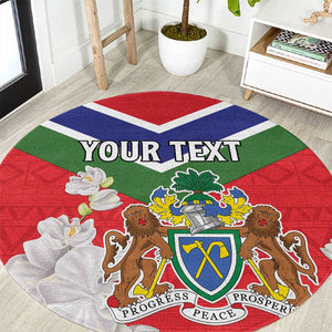 Personalized Gambia Round Carpet Coat Of Arms - African Pattern