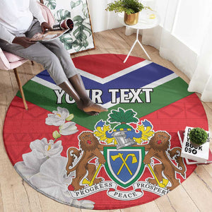 Personalized Gambia Round Carpet Coat Of Arms - African Pattern