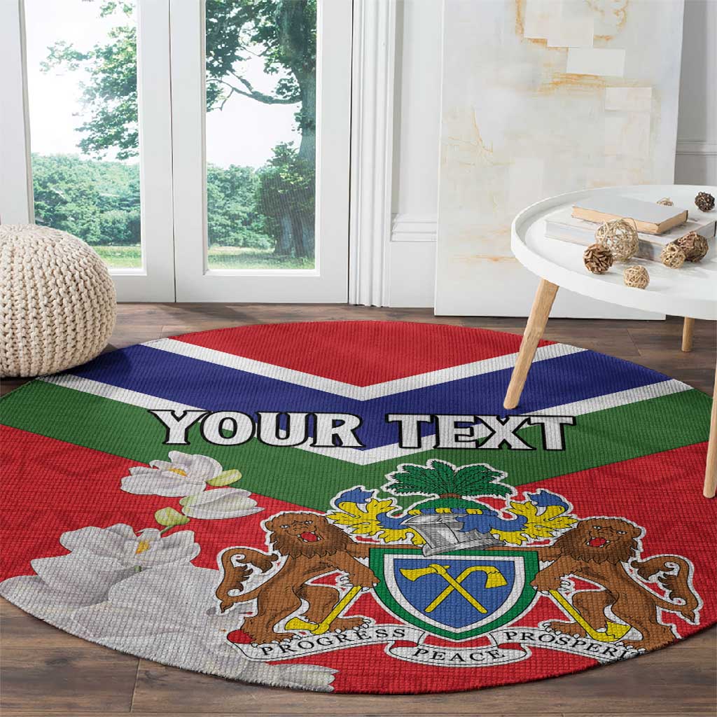 Personalized Gambia Round Carpet Coat Of Arms - African Pattern