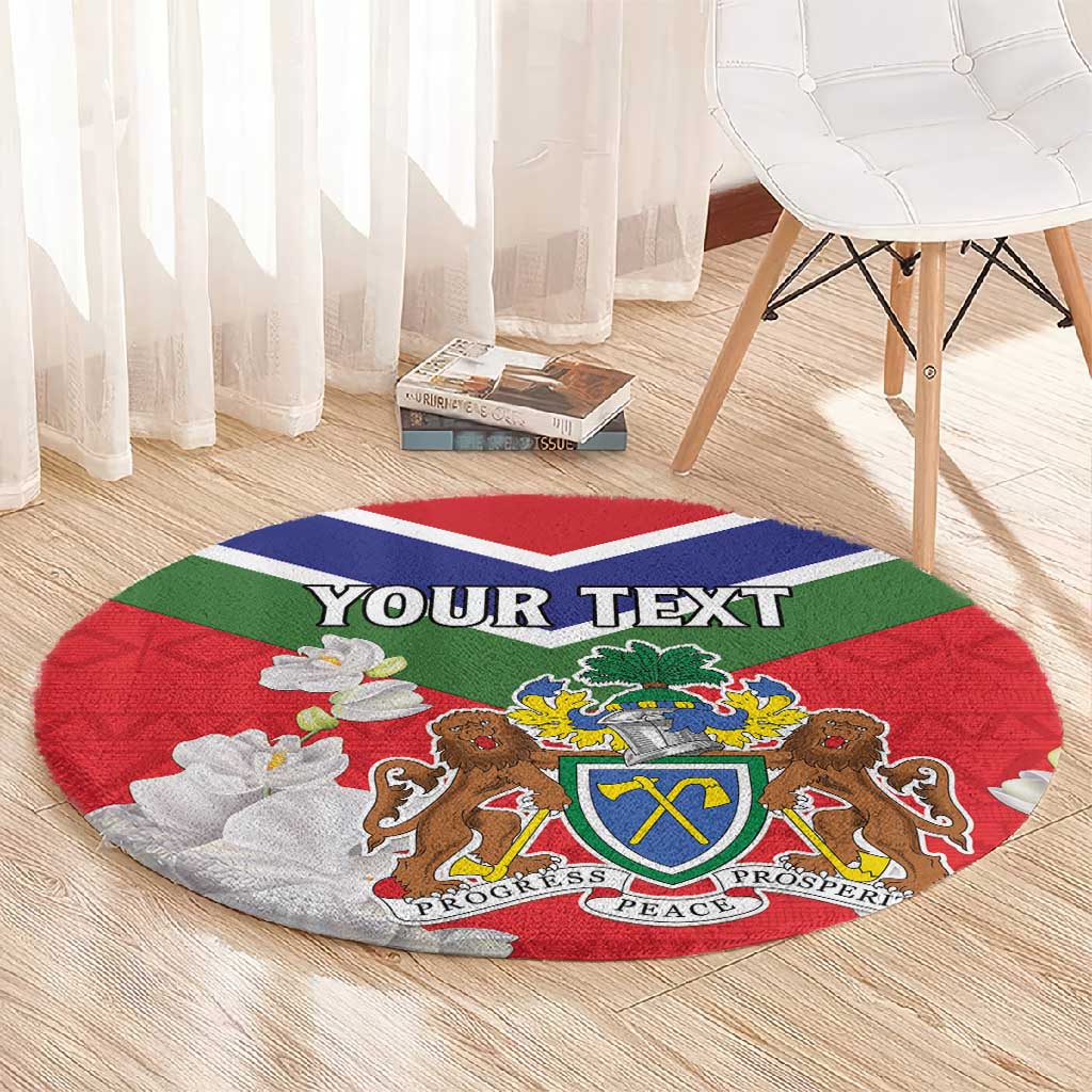 Personalized Gambia Round Carpet Coat Of Arms - African Pattern