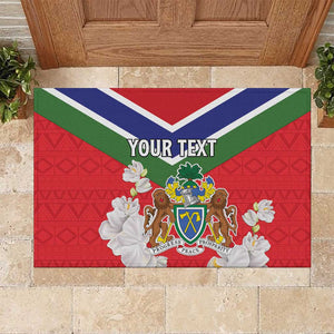 Personalized Gambia Rubber Doormat Coat Of Arms - African Pattern