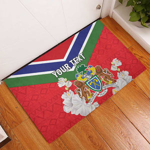 Personalized Gambia Rubber Doormat Coat Of Arms - African Pattern