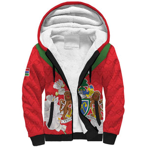 Personalized Gambia Sherpa Hoodie Coat Of Arms - African Pattern