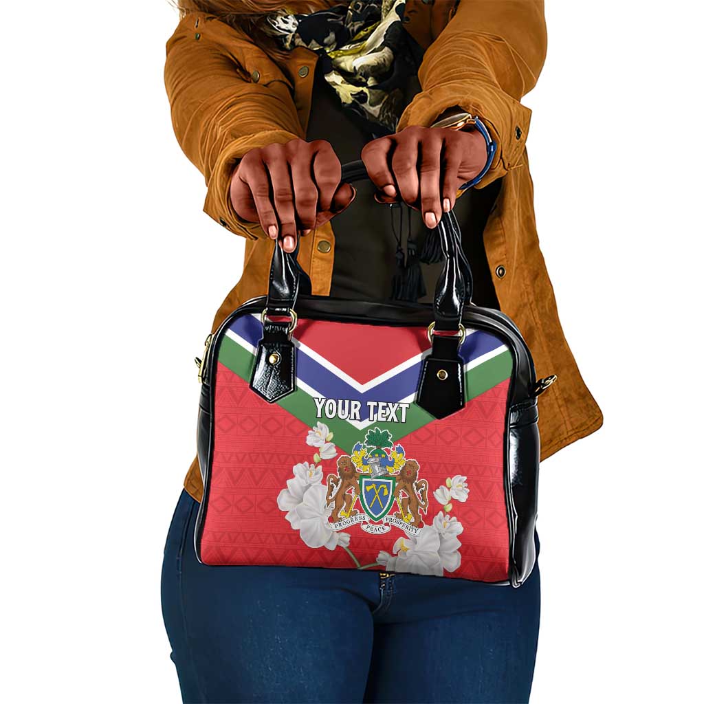 Personalized Gambia Shoulder Handbag Coat Of Arms - African Pattern