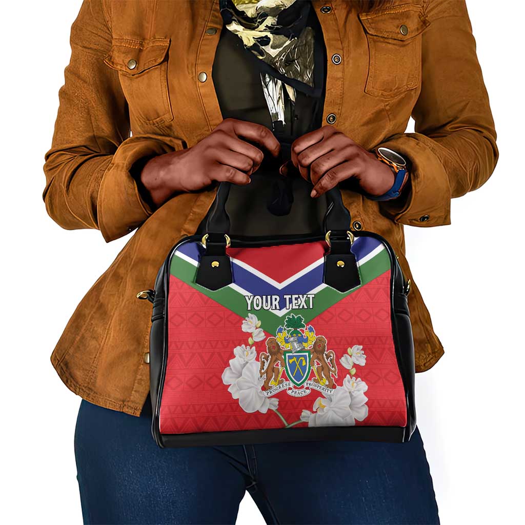 Personalized Gambia Shoulder Handbag Coat Of Arms - African Pattern