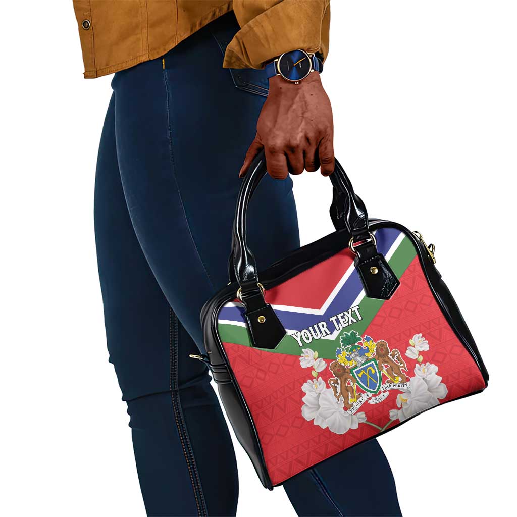 Personalized Gambia Shoulder Handbag Coat Of Arms - African Pattern