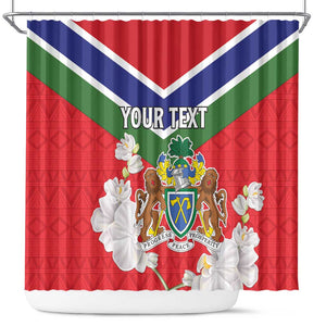 Personalized Gambia Shower Curtain Coat Of Arms - African Pattern