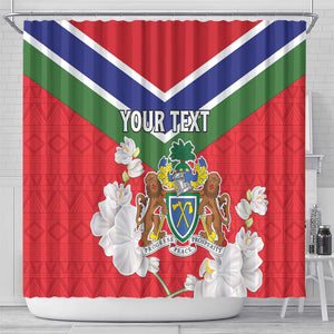 Personalized Gambia Shower Curtain Coat Of Arms - African Pattern