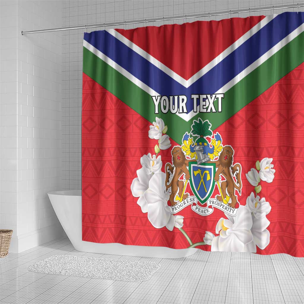 Personalized Gambia Shower Curtain Coat Of Arms - African Pattern