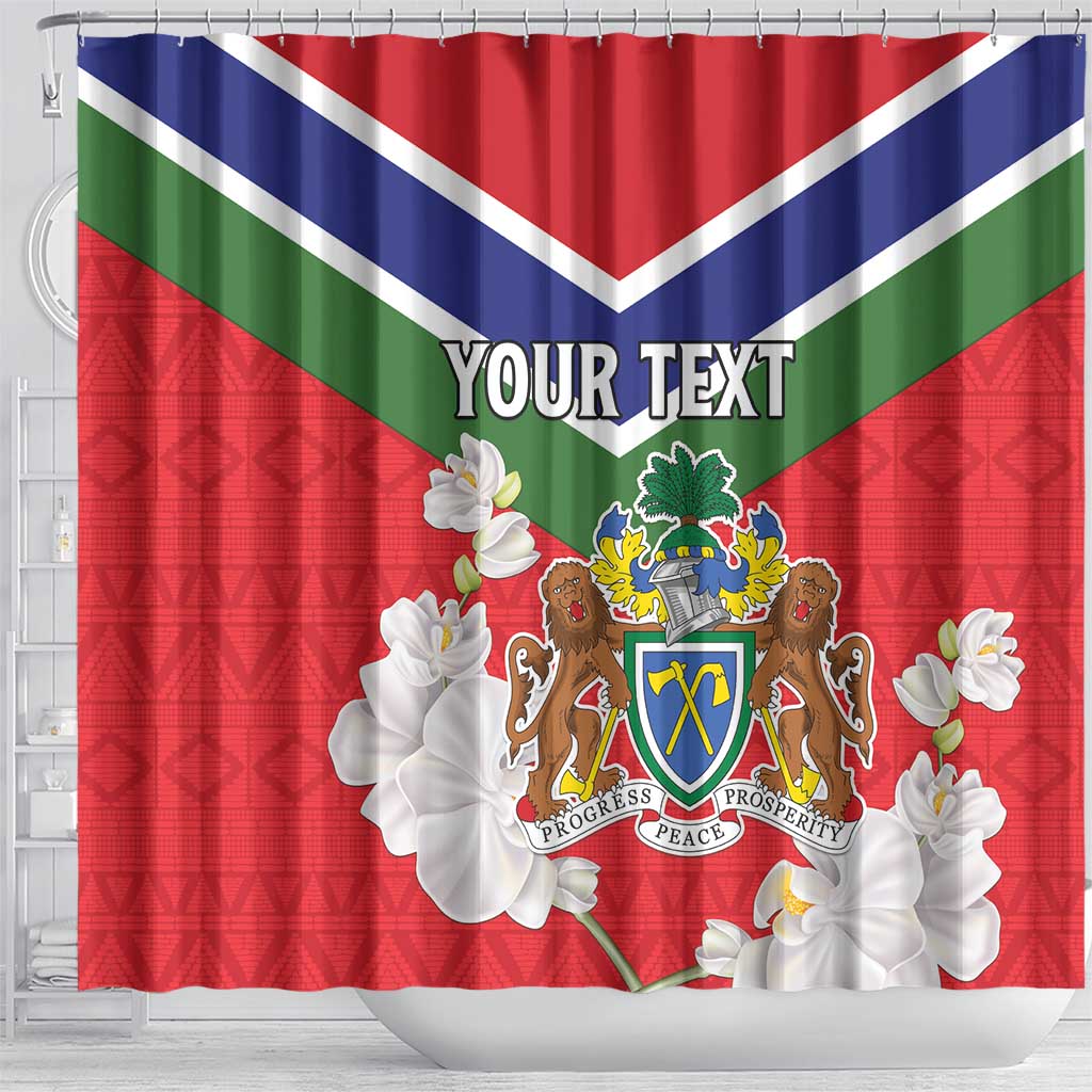 Personalized Gambia Shower Curtain Coat Of Arms - African Pattern