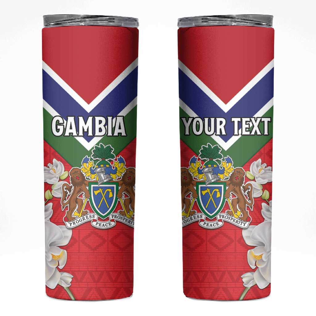 Personalized Gambia Skinny Tumbler Coat Of Arms - African Pattern