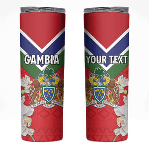 Personalized Gambia Skinny Tumbler Coat Of Arms - African Pattern