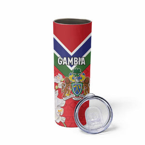 Personalized Gambia Skinny Tumbler Coat Of Arms - African Pattern