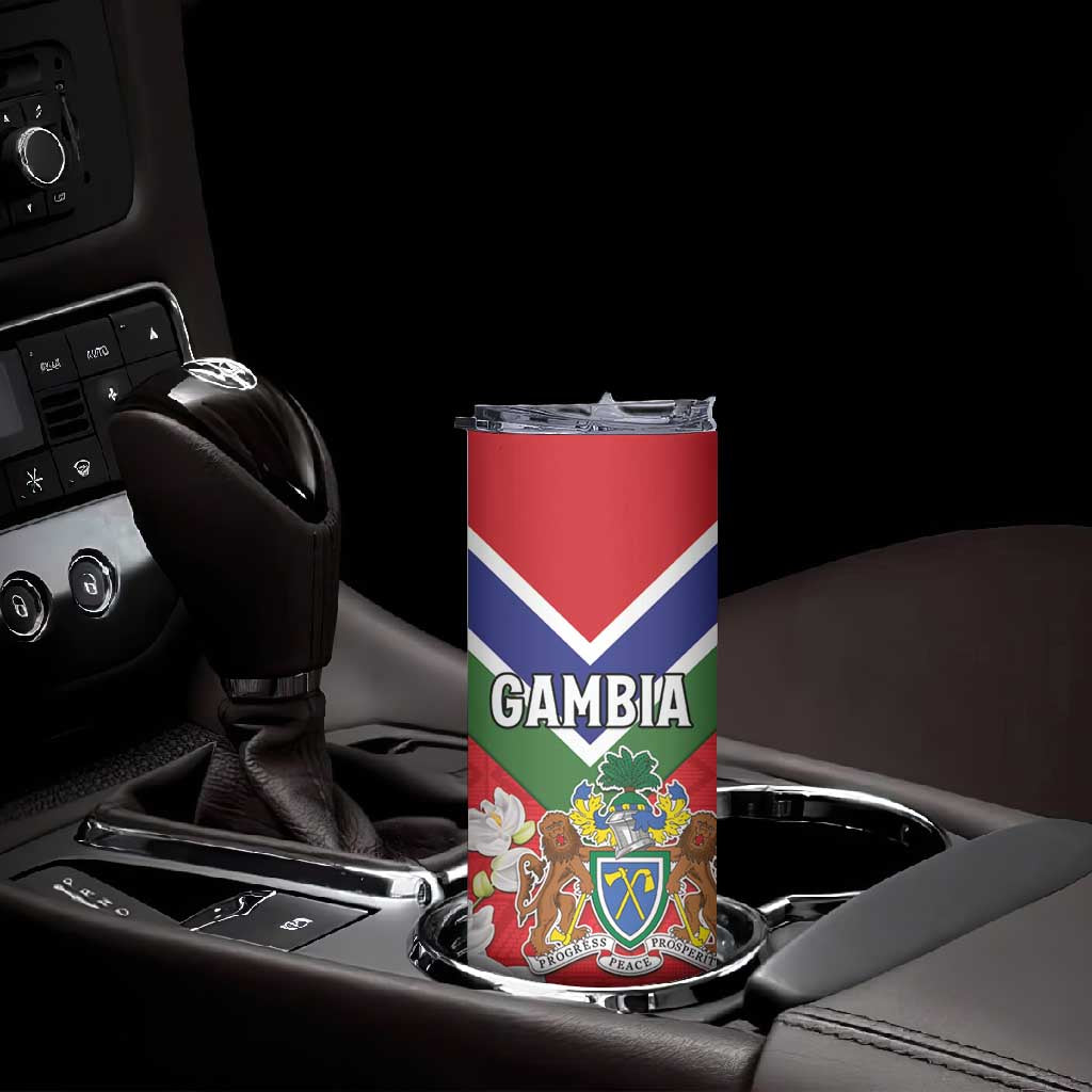 Personalized Gambia Skinny Tumbler Coat Of Arms - African Pattern