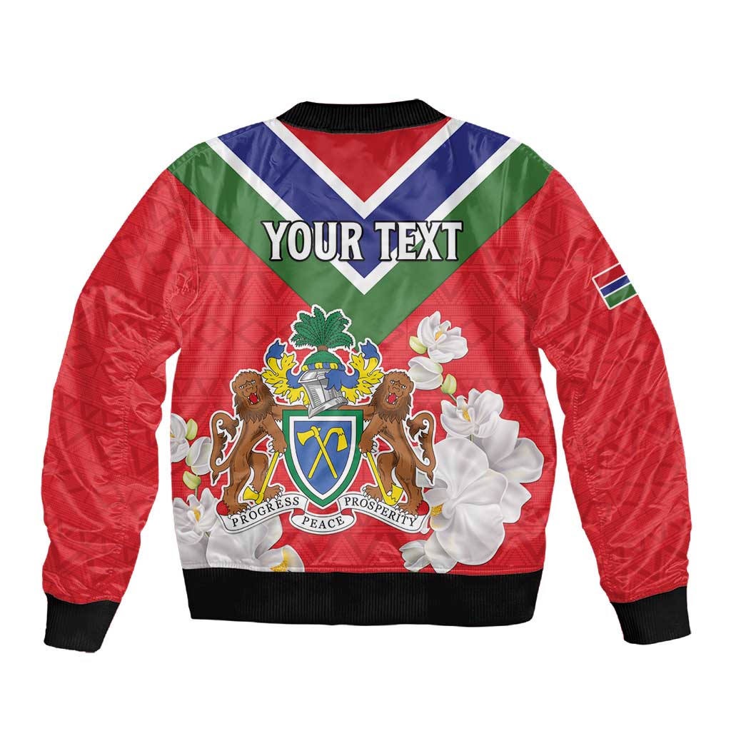 Personalized Gambia Sleeve Zip Bomber Jacket Coat Of Arms - African Pattern