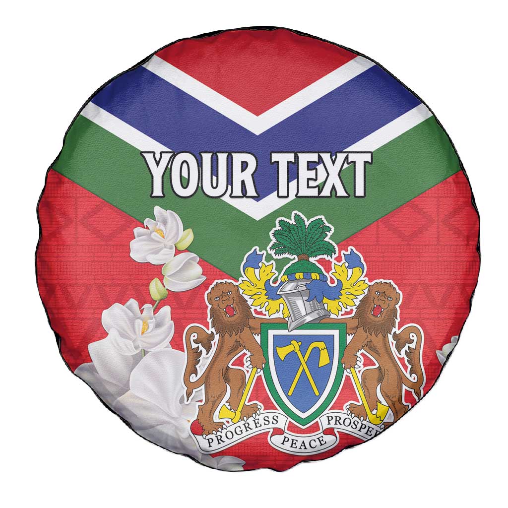 Personalized Gambia Spare Tire Cover Coat Of Arms - African Pattern