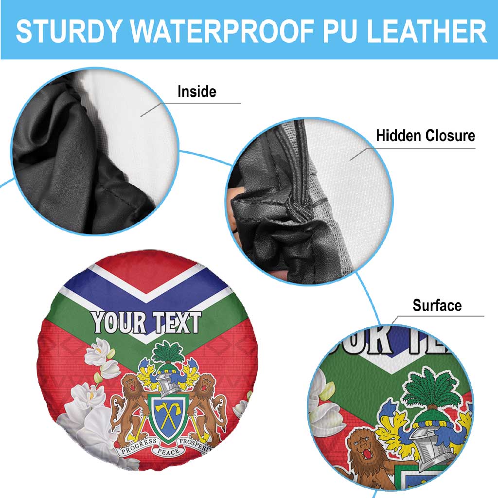 Personalized Gambia Spare Tire Cover Coat Of Arms - African Pattern