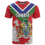 Personalized Gambia T shirt Coat Of Arms - African Pattern