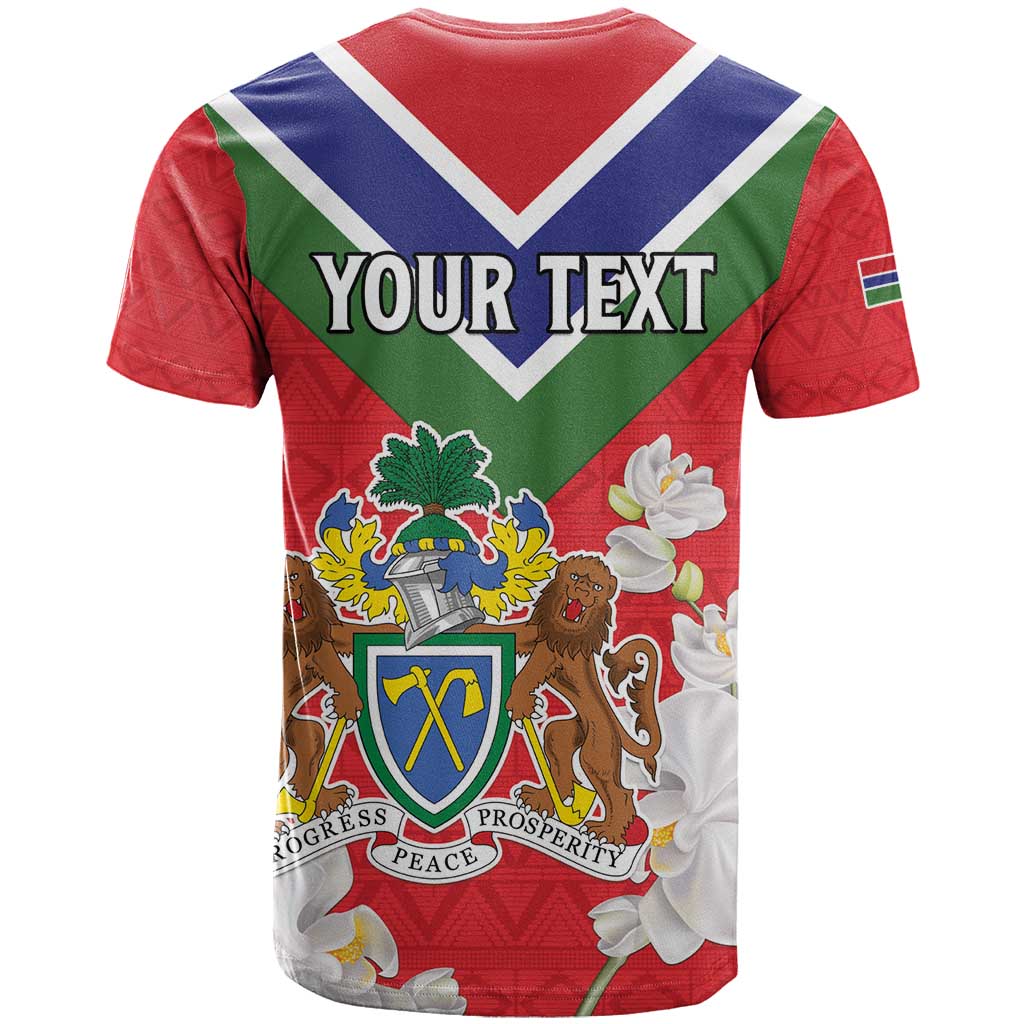 Personalized Gambia T shirt Coat Of Arms - African Pattern