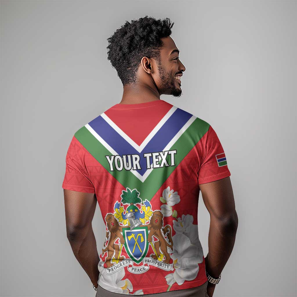 Personalized Gambia T shirt Coat Of Arms - African Pattern