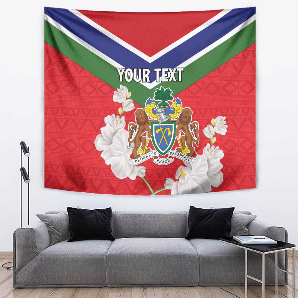 Personalized Gambia Tapestry Coat Of Arms - African Pattern