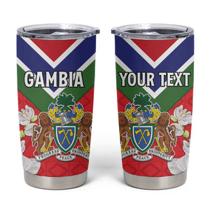 Personalized Gambia Tumbler Cup Coat Of Arms - African Pattern