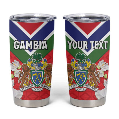 Personalized Gambia Tumbler Cup Coat Of Arms - African Pattern