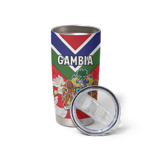 Personalized Gambia Tumbler Cup Coat Of Arms - African Pattern