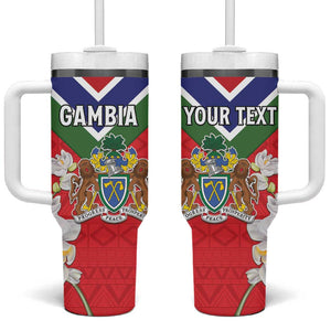 Personalized Gambia Tumbler With Handle Coat Of Arms - African Pattern
