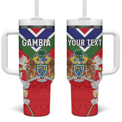 Personalized Gambia Tumbler With Handle Coat Of Arms - African Pattern
