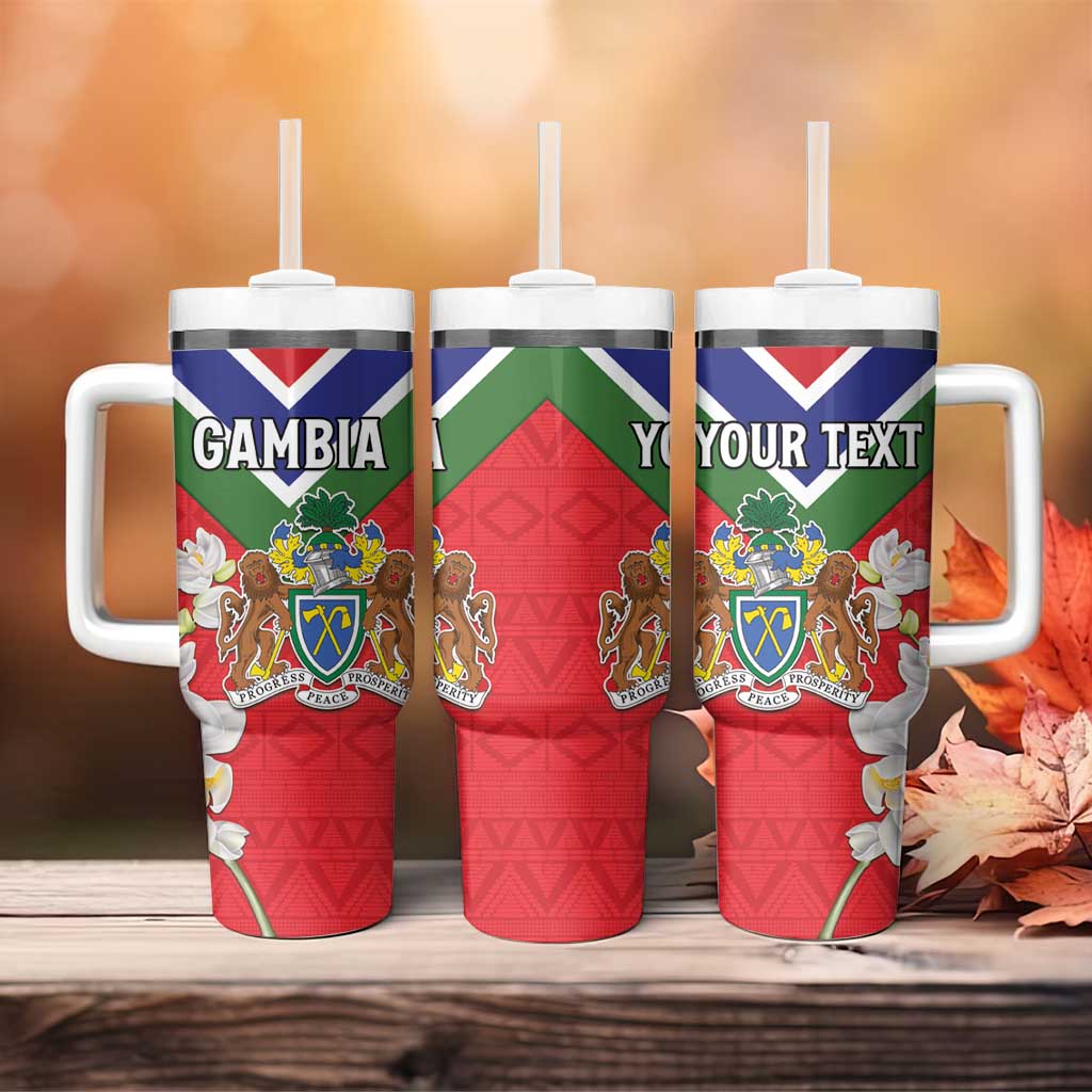 Personalized Gambia Tumbler With Handle Coat Of Arms - African Pattern