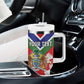 Personalized Gambia Tumbler With Handle Coat Of Arms - African Pattern